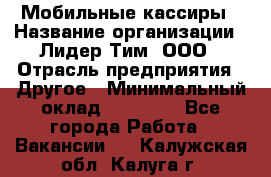 Мобильные кассиры › Название организации ­ Лидер Тим, ООО › Отрасль предприятия ­ Другое › Минимальный оклад ­ 50 000 - Все города Работа » Вакансии   . Калужская обл.,Калуга г.